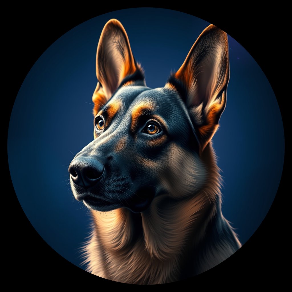Cosmic medallion portrait of PFZ12H02_PFZ12H02, a German Shepherd
