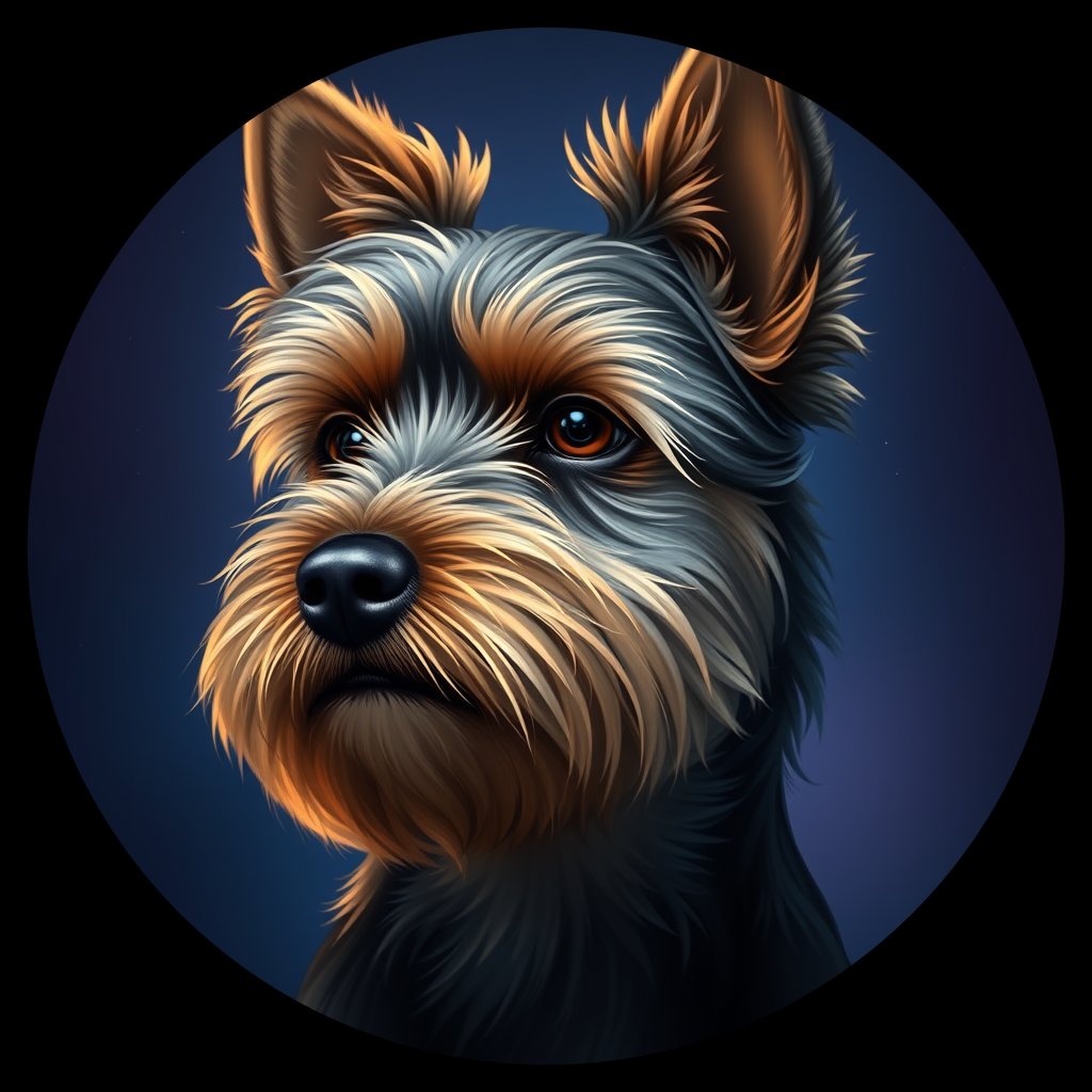 Cosmic medallion portrait of PFZ12H03_PFZ12H03, a Yorkshire Terrier