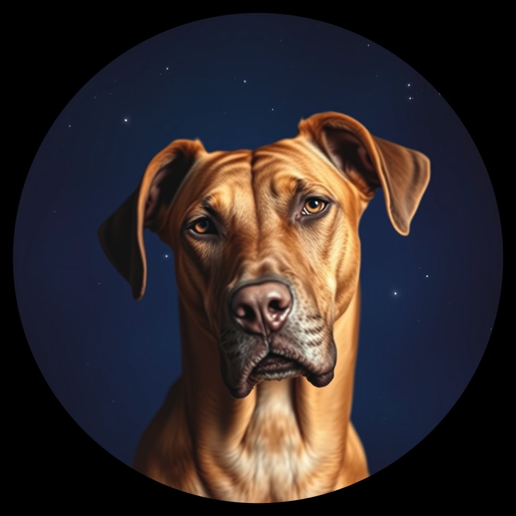 Cosmic medallion portrait of PFZ12H05_PFZ12H05, a Rhodesian Ridgeback