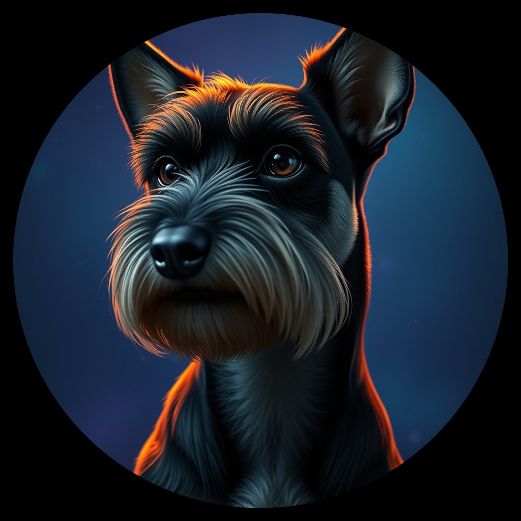Cosmic medallion portrait of PFZ12H06_PFZ12H06, a Miniature Schnauzer