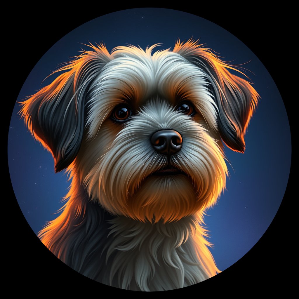 Cosmic medallion portrait of PFZ12H08_PFZ12H08, a Havanese
