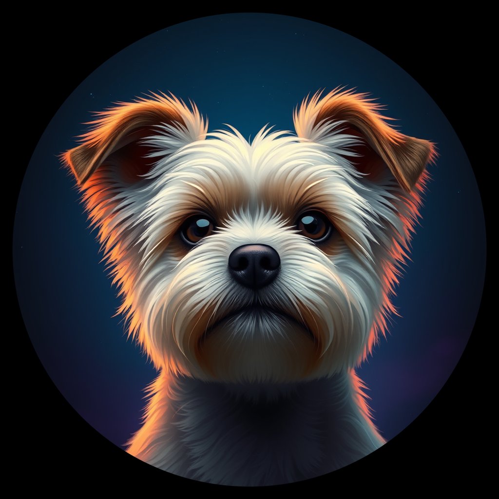 Cosmic medallion portrait of PFZ12H09_PFZ12H09, a Havanese