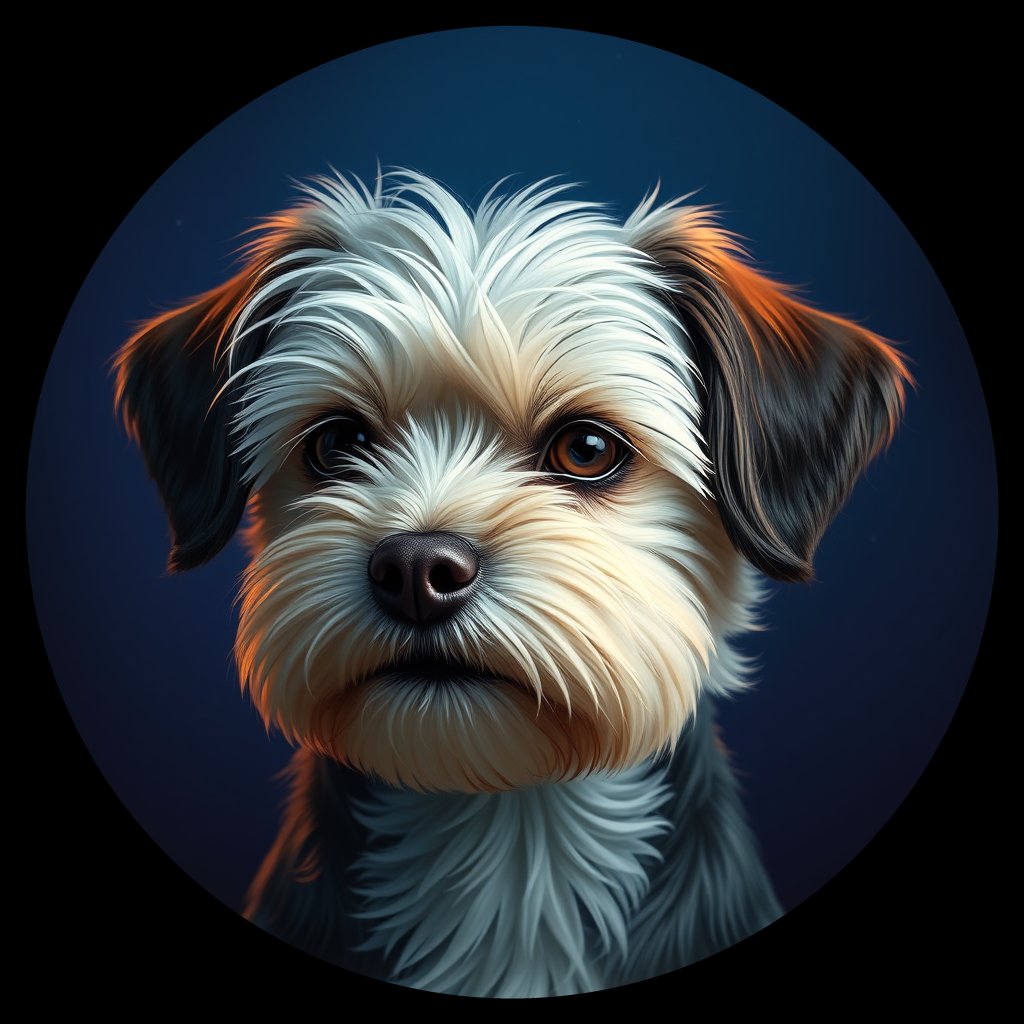 Cosmic medallion portrait of PFZ13A03_PFZ13A03, a Havanese