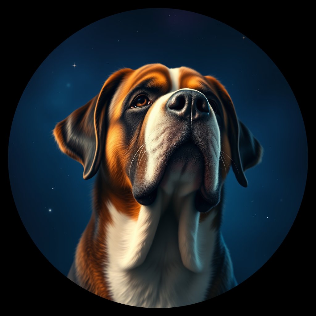 Cosmic medallion portrait of PFZ13A09_PFZ13A09, a Saint Bernard