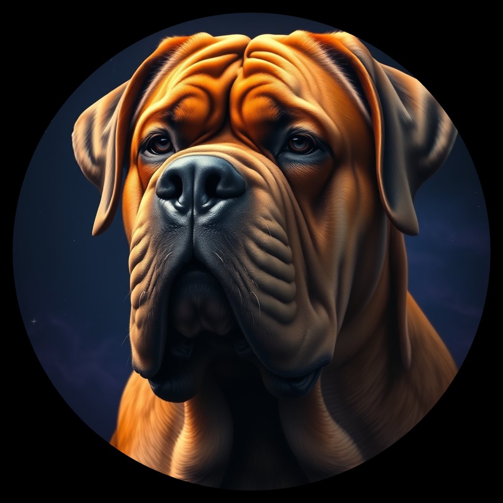 Cosmic medallion portrait of PFZ13A11_PFZ13A11, a Dogue De Bordeaux