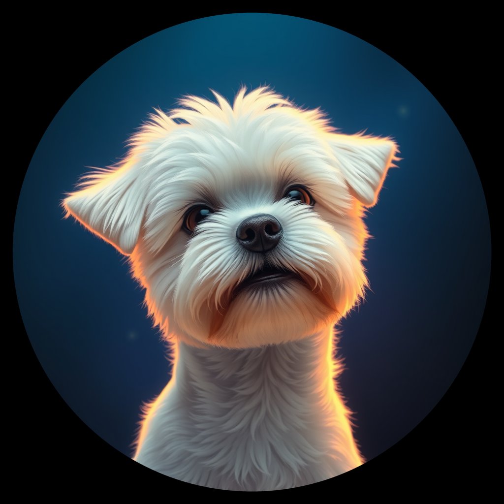 Cosmic medallion portrait of PFZ13A12_PFZ13A12, a Bichon Frise