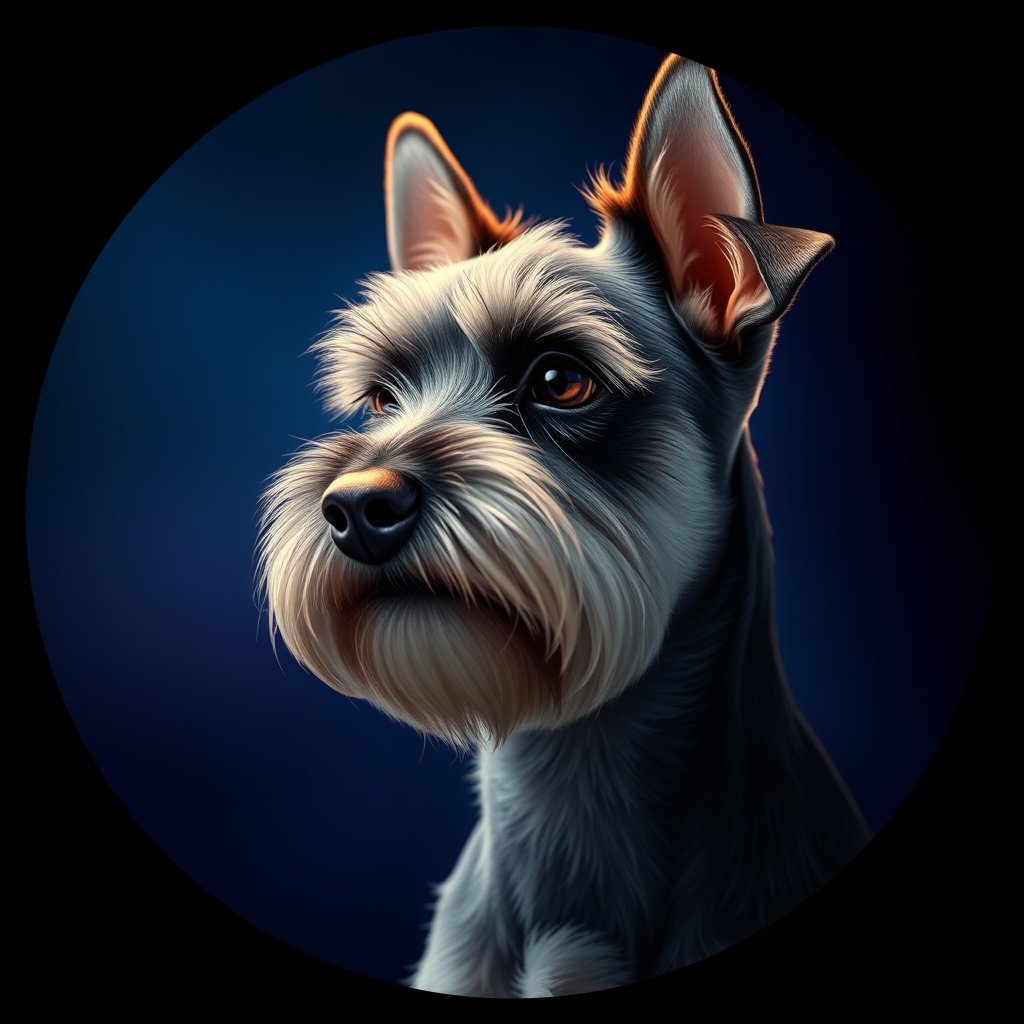 Cosmic medallion portrait of PFZ13B01_PFZ13B01, a Miniature Schnauzer