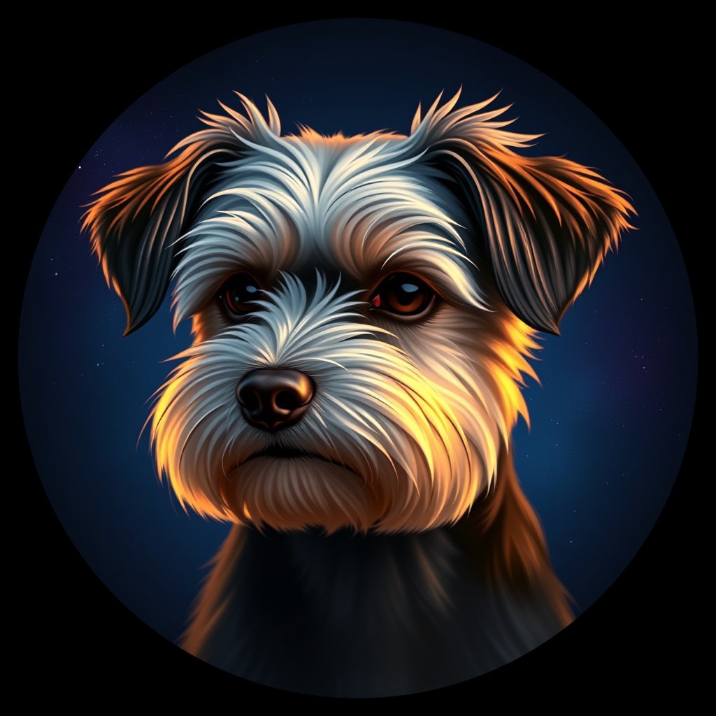 Cosmic medallion portrait of PFZ13B03_PFZ13B03, a Havanese