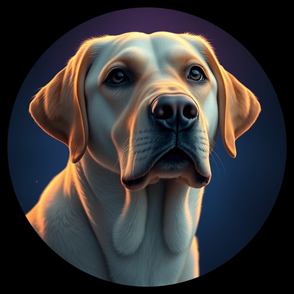 Cosmic medallion portrait of PFZ13B08_PFZ13B08, a Labrador Retriever