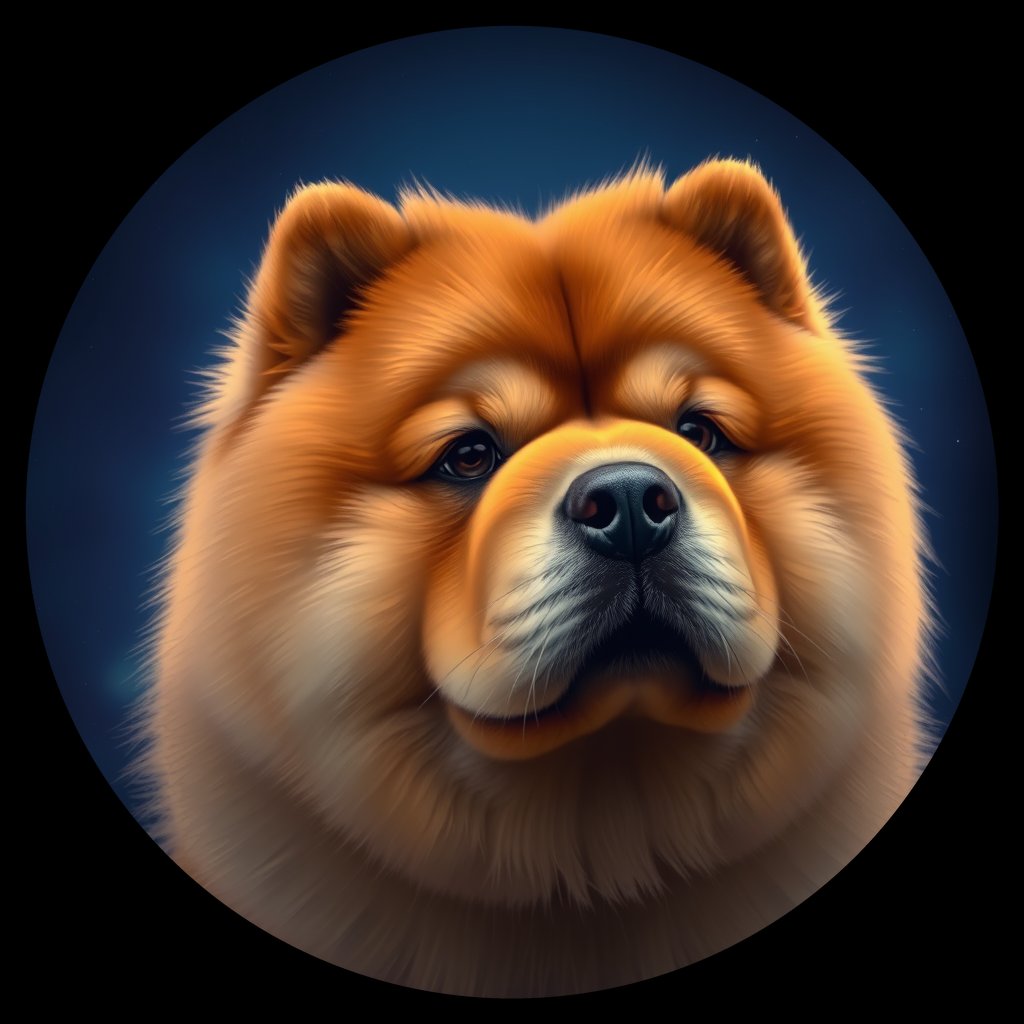 Cosmic medallion portrait of PFZ13B09_PFZ13B09, a Chow Chow