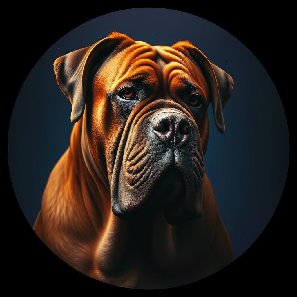 Cosmic medallion portrait of PFZ13B11_PFZ13B11, a Dogue De Bordeaux