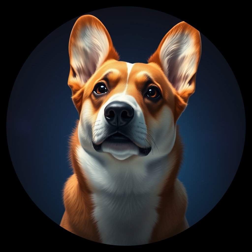 Cosmic medallion portrait of PFZ13B12_PFZ13B12, a Pembroke Welsh Corgi