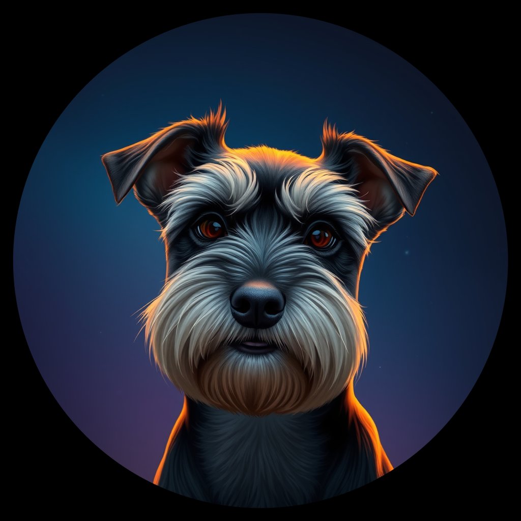 Cosmic medallion portrait of PFZ13C01_PFZ13C01, a Miniature Schnauzer