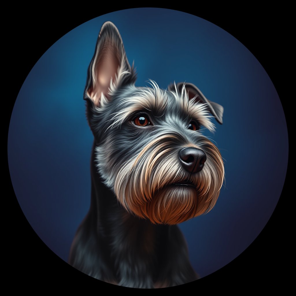 Cosmic medallion portrait of PFZ13C02_PFZ13C02, a Miniature Schnauzer