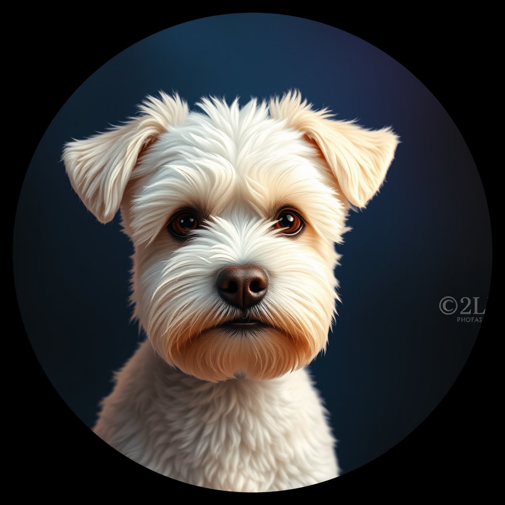 Cosmic medallion portrait of PFZ13C09_PFZ13C09, a Bichon Frise
