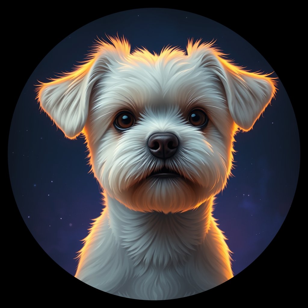 Cosmic medallion portrait of PFZ13C10_PFZ13C10, a Bichon Frise