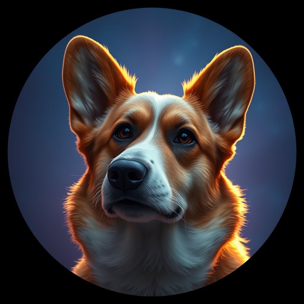 Cosmic medallion portrait of PFZ13C12_PFZ13C12, a Pembroke Welsh Corgi