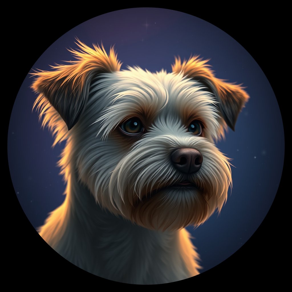 Cosmic medallion portrait of PFZ13D03_PFZ13D03, a Havanese