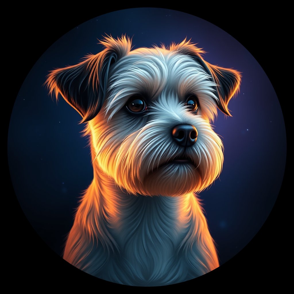 Cosmic medallion portrait of PFZ13D04_PFZ13D04, a Havanese