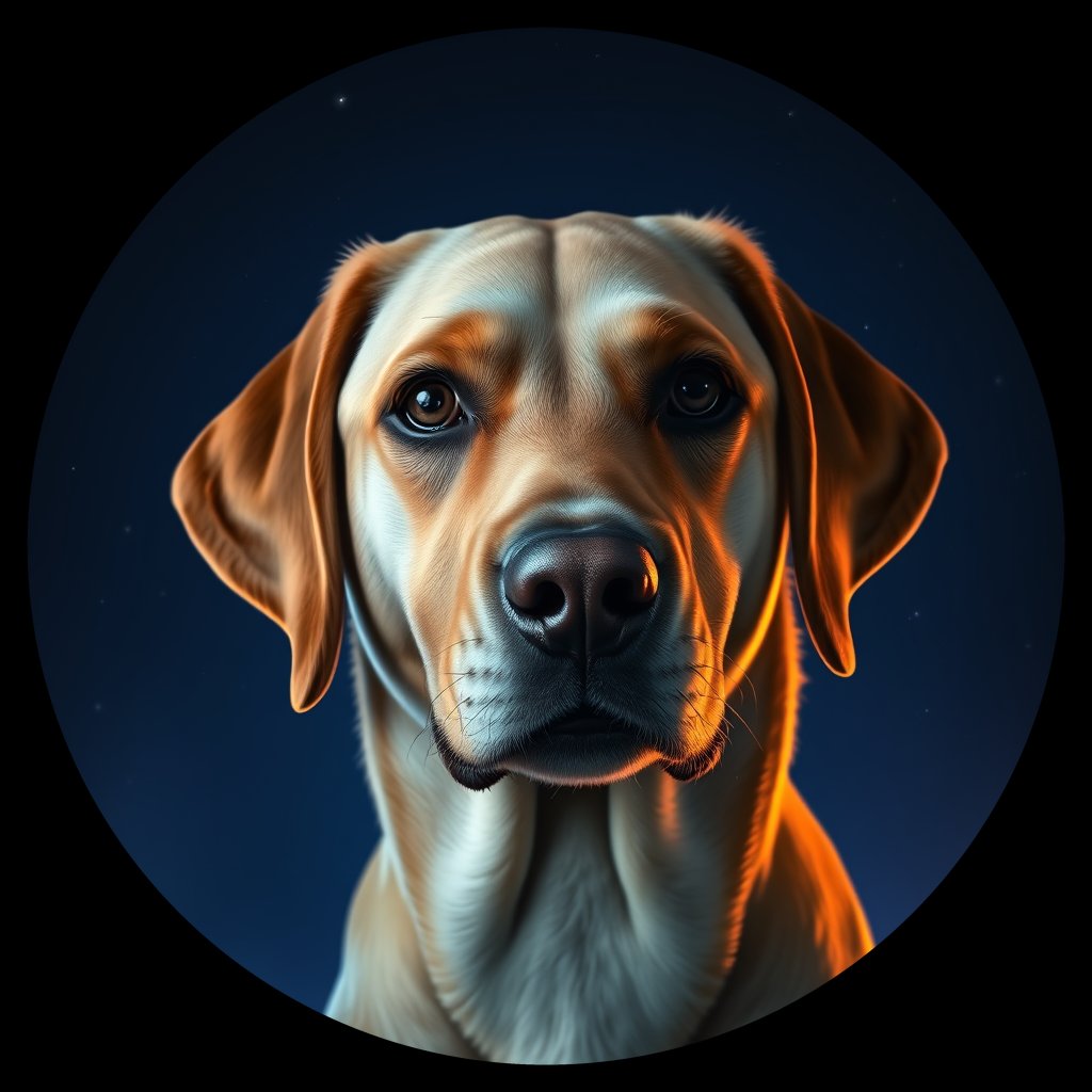 Cosmic medallion portrait of PFZ13D07_PFZ13D07, a Labrador Retriever