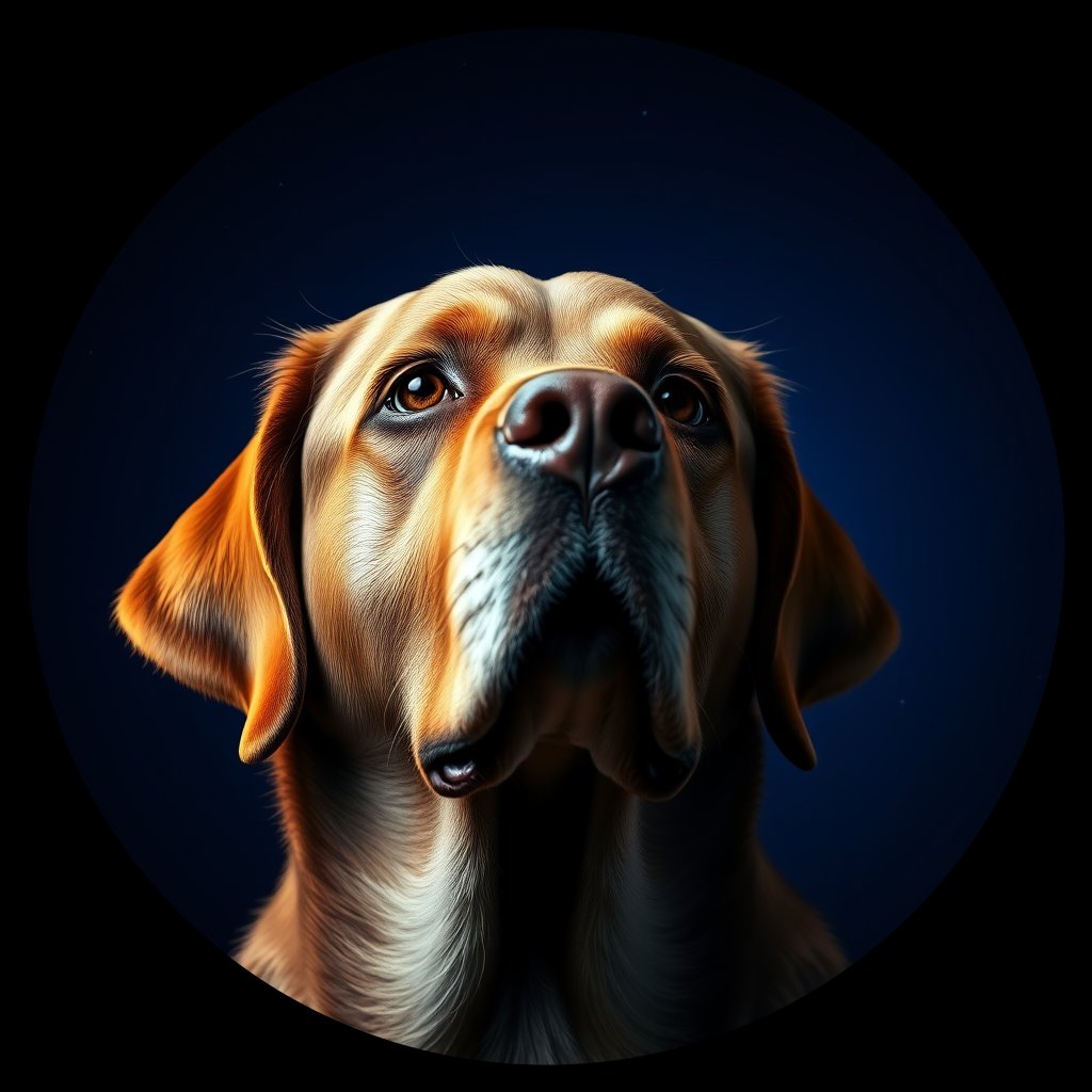 Cosmic medallion portrait of PFZ13D08_PFZ13D08, a Labrador Retriever