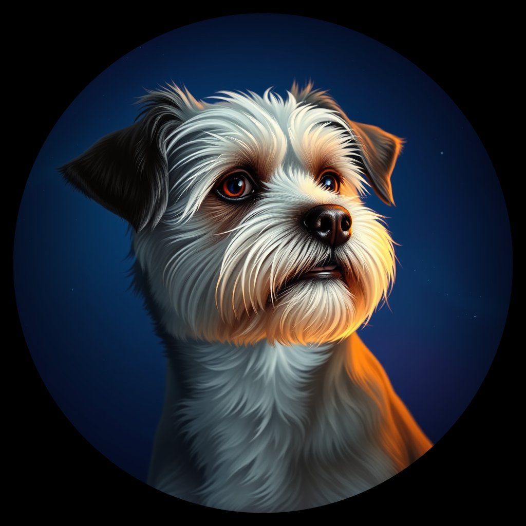 Cosmic medallion portrait of PFZ13D10_PFZ13D10, a Havanese