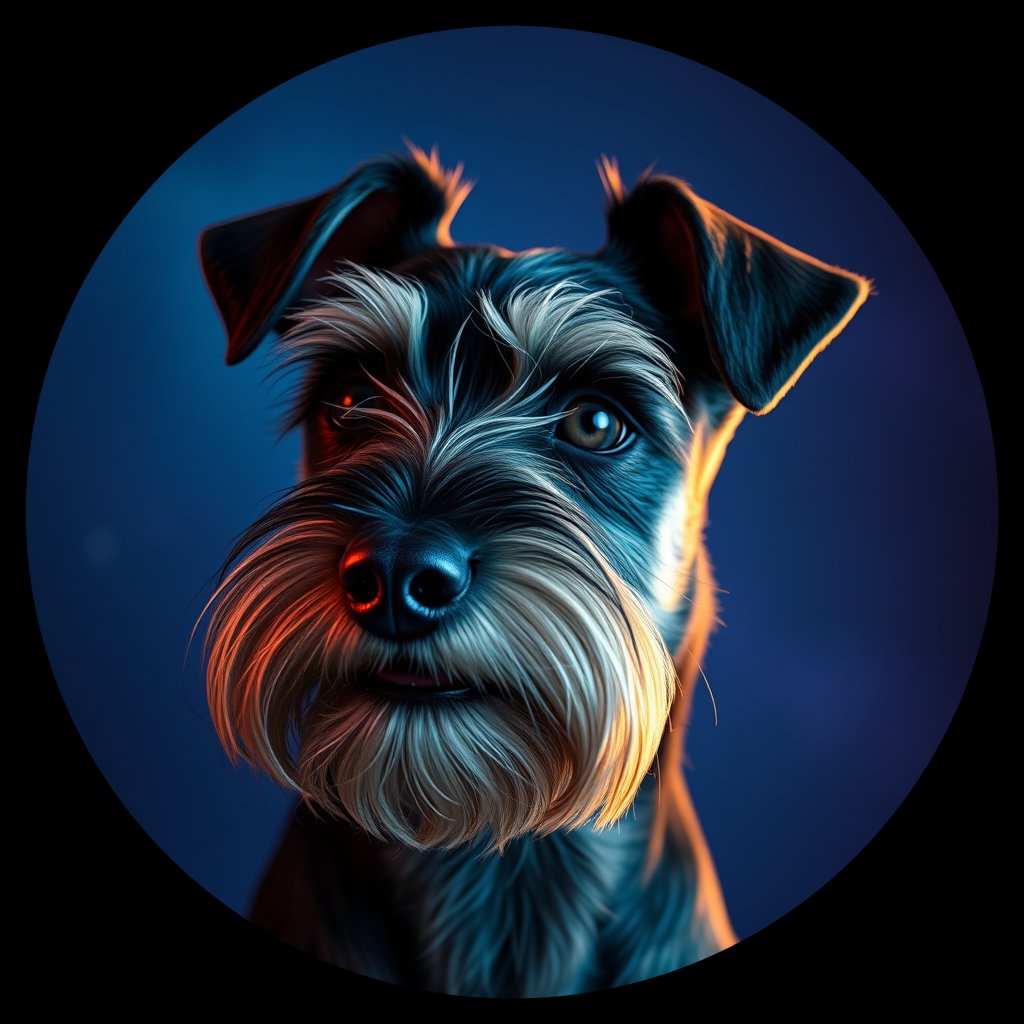 Cosmic medallion portrait of PFZ13E01_PFZ13E01, a Miniature Schnauzer