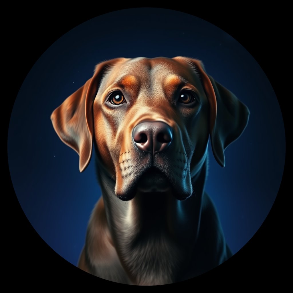 Cosmic medallion portrait of PFZ13E07_PFZ13E07, a Labrador Retriever