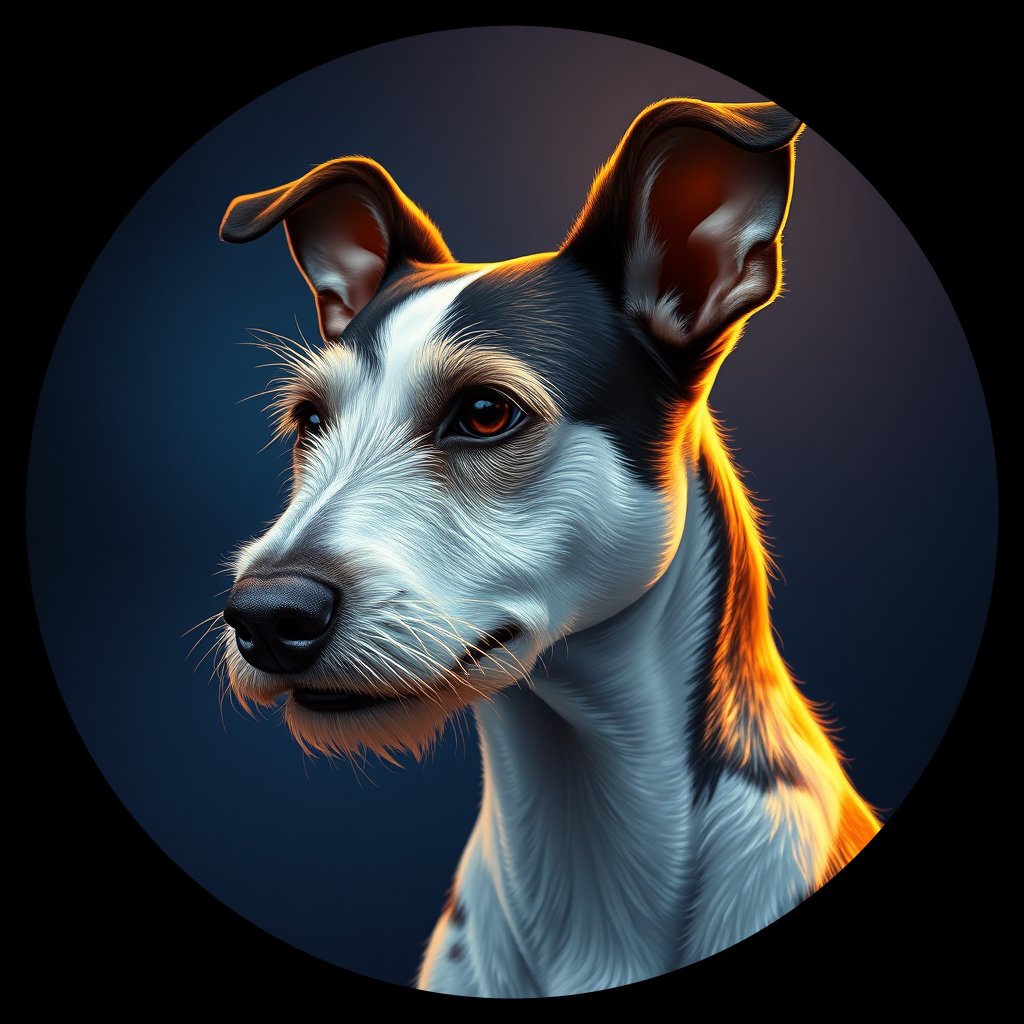 Cosmic medallion portrait of PFZ13E08_PFZ13E08, a Fox Terrier Wire