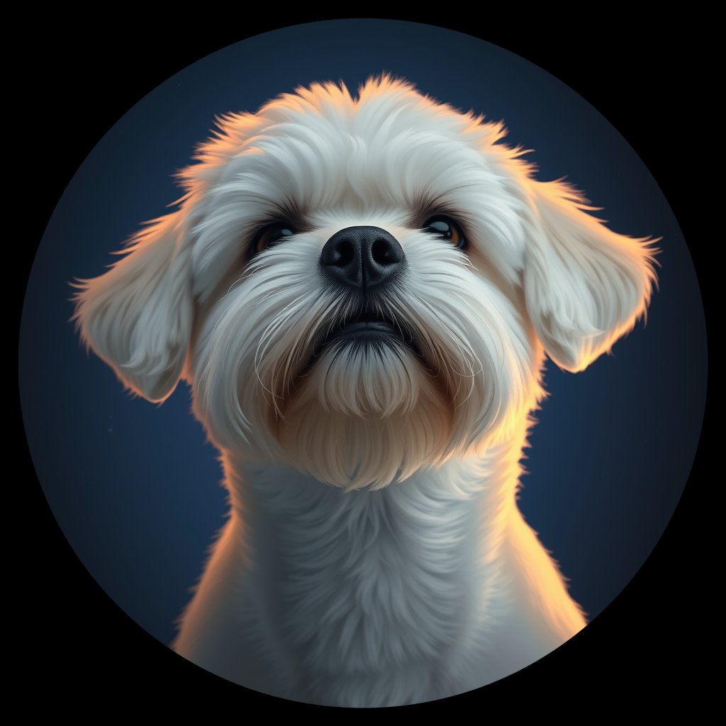 Cosmic medallion portrait of PFZ13E09_PFZ13E09, a Bichon Frise