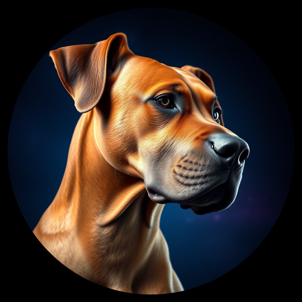 Cosmic medallion portrait of PFZ13E12_PFZ13E12, a Rhodesian Ridgeback