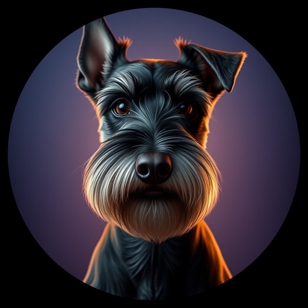 Cosmic medallion portrait of PFZ13F01_PFZ13F01, a Miniature Schnauzer