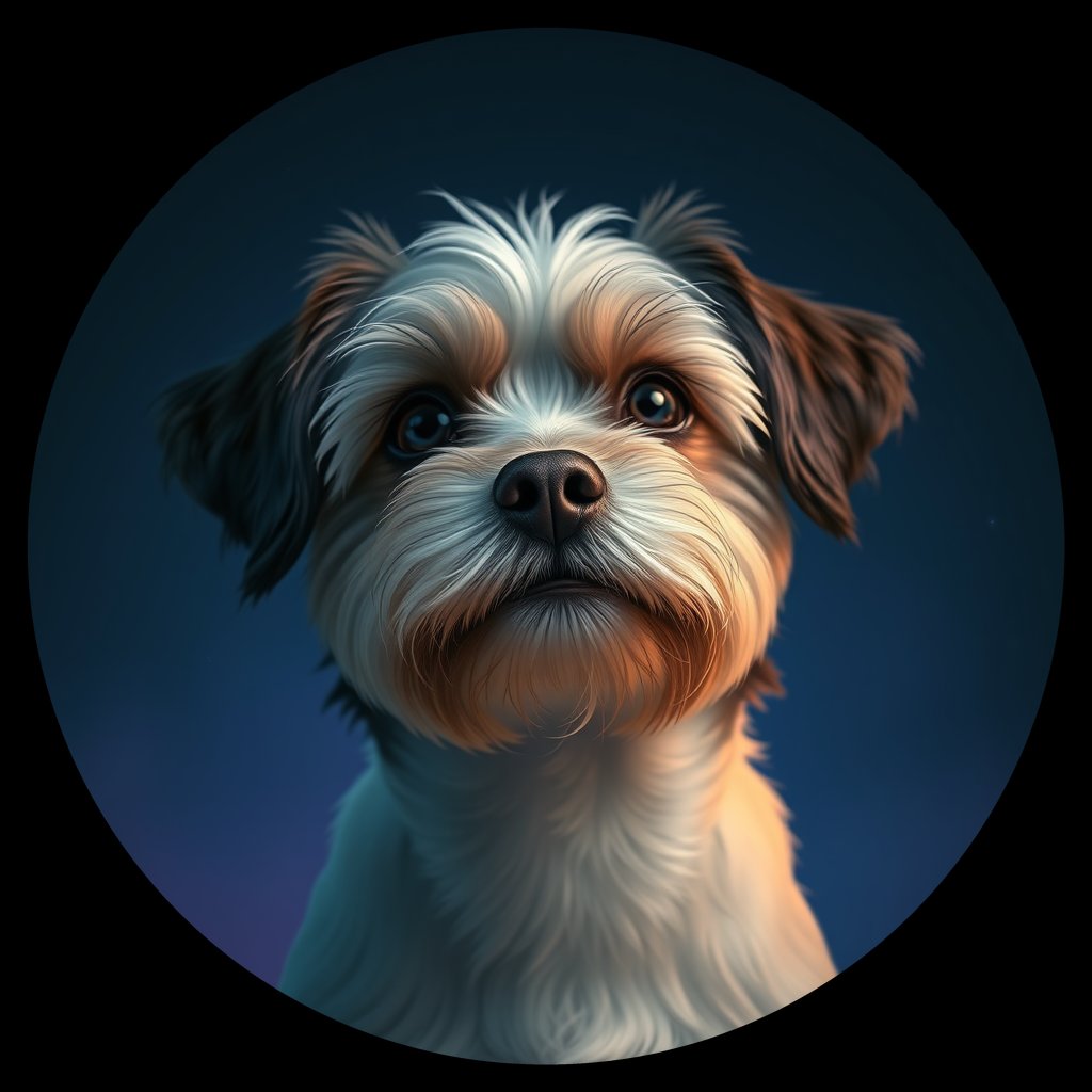 Cosmic medallion portrait of PFZ13F03_PFZ13F03, a Havanese