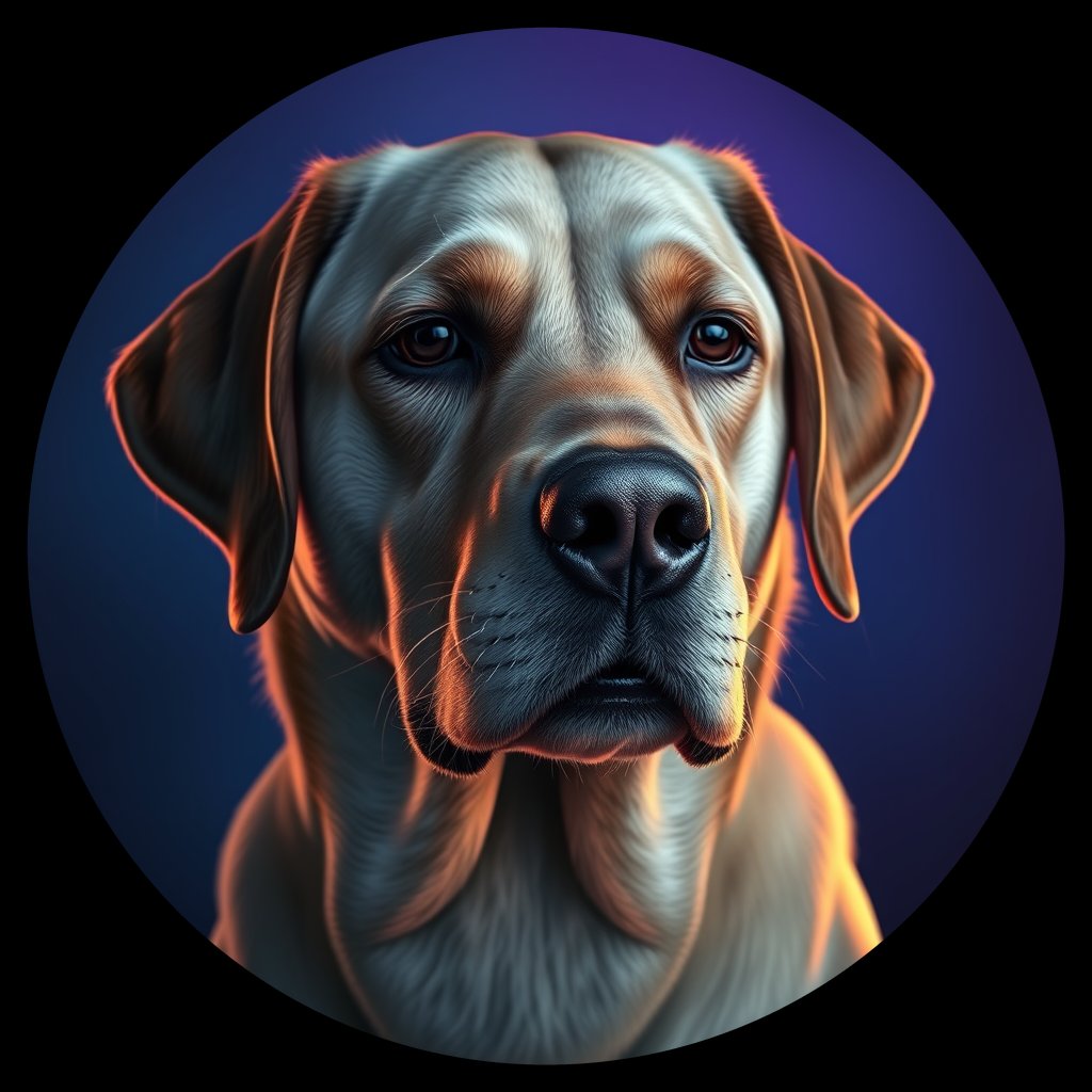 Cosmic medallion portrait of PFZ13F07_PFZ13F07, a Labrador Retriever