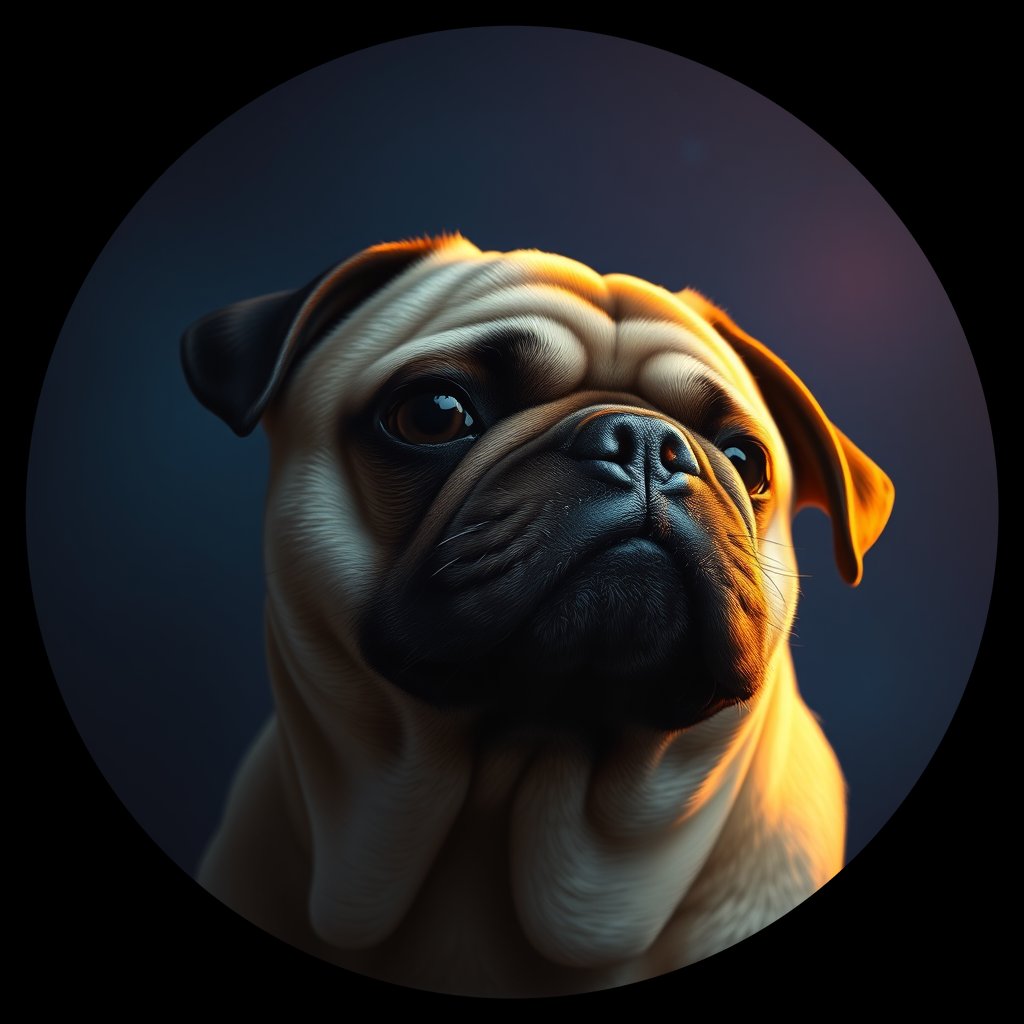 Cosmic medallion portrait of PFZ13F08_PFZ13F08, a Pug