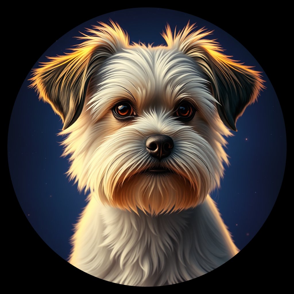 Cosmic medallion portrait of PFZ13F09_PFZ13F09, a Havanese