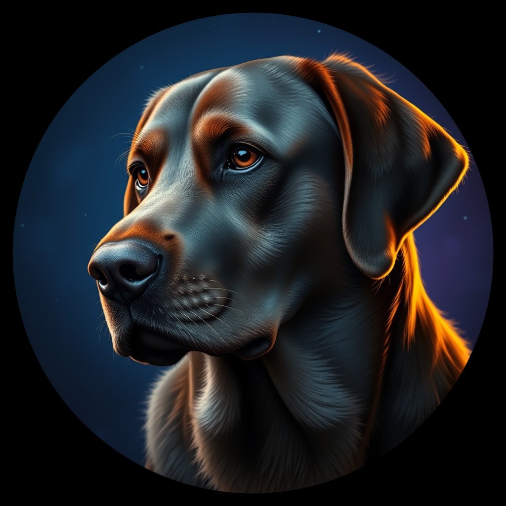 Cosmic medallion portrait of PFZ13G07_PFZ13G07, a Labrador Retriever