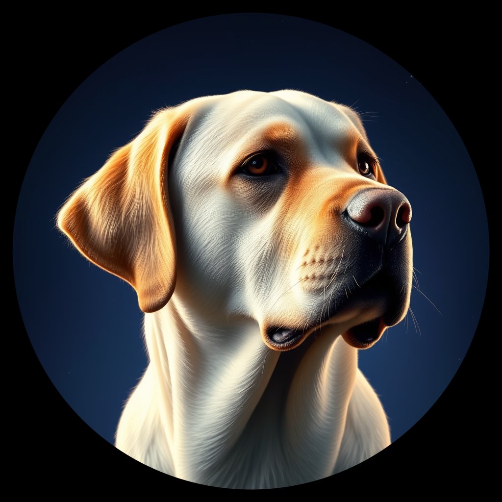 Cosmic medallion portrait of PFZ13H07_PFZ13H07, a Labrador Retriever