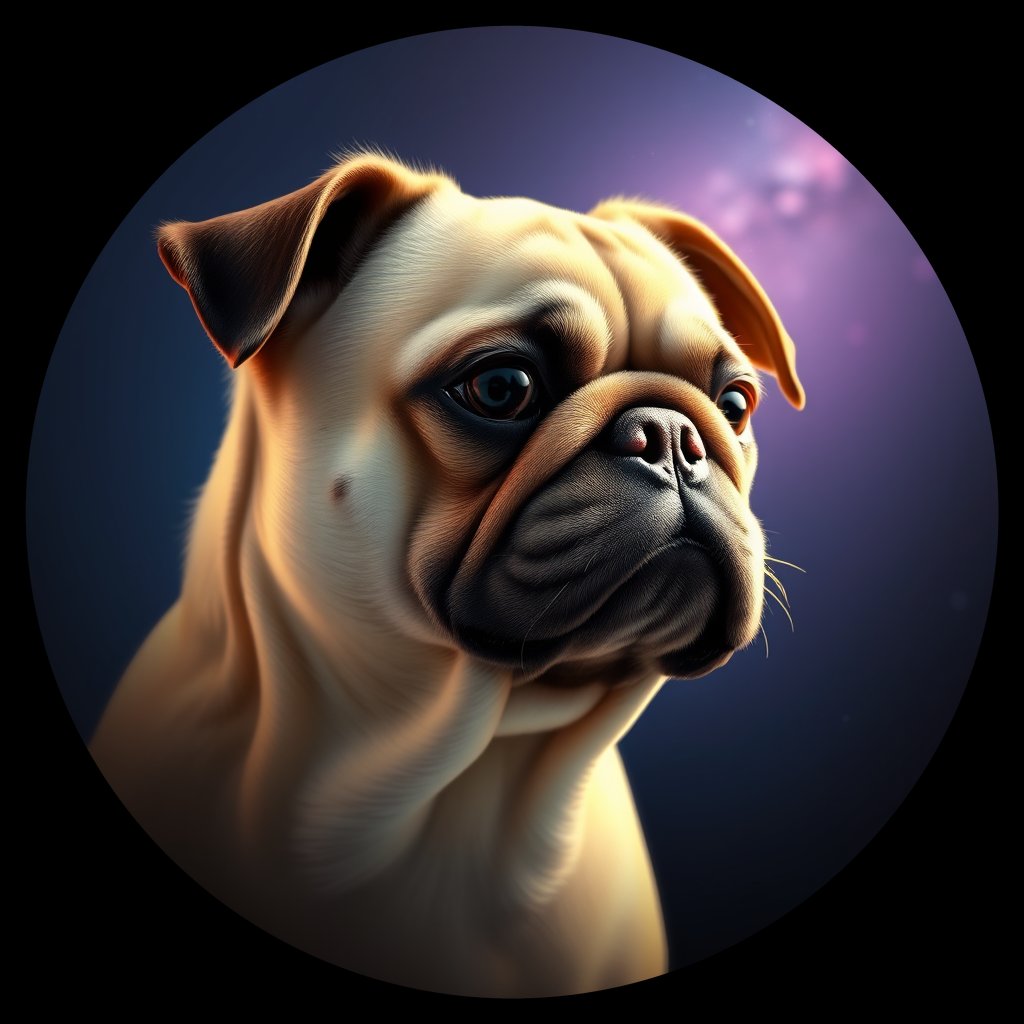 Cosmic medallion portrait of PFZ13H08_PFZ13H08, a Pug