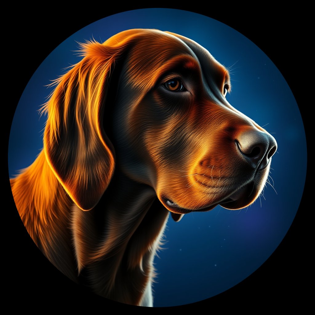 Cosmic medallion portrait of PFZ13H10_PFZ13H10, a Irish Setter