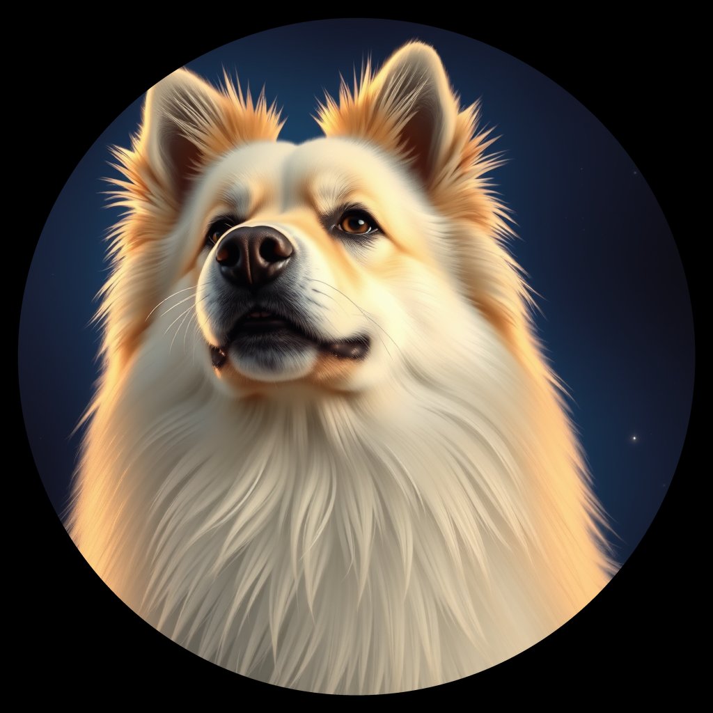 Cosmic medallion portrait of PFZ13H12_PFZ13H12, a Keeshond
