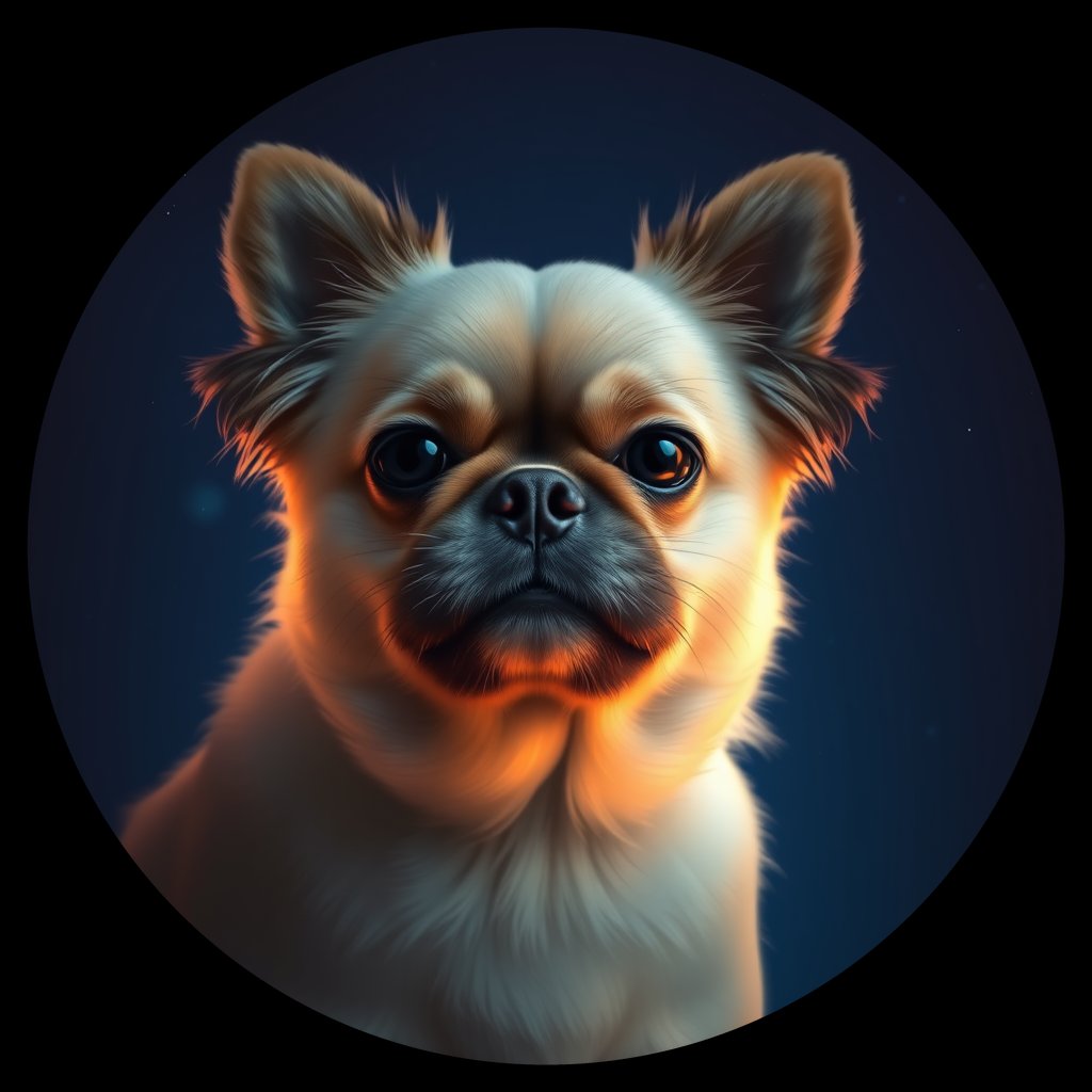 Cosmic medallion portrait of PFZ14A02_PFZ14A02, a Pekingese