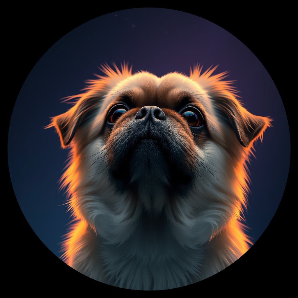 Cosmic medallion portrait of PFZ14A03_PFZ14A03, a Pekingese
