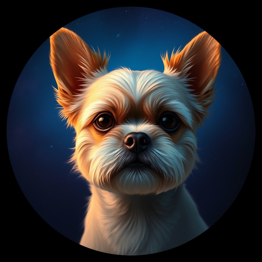 Cosmic medallion portrait of PFZ14A05_PFZ14A05, a Shih Tzu