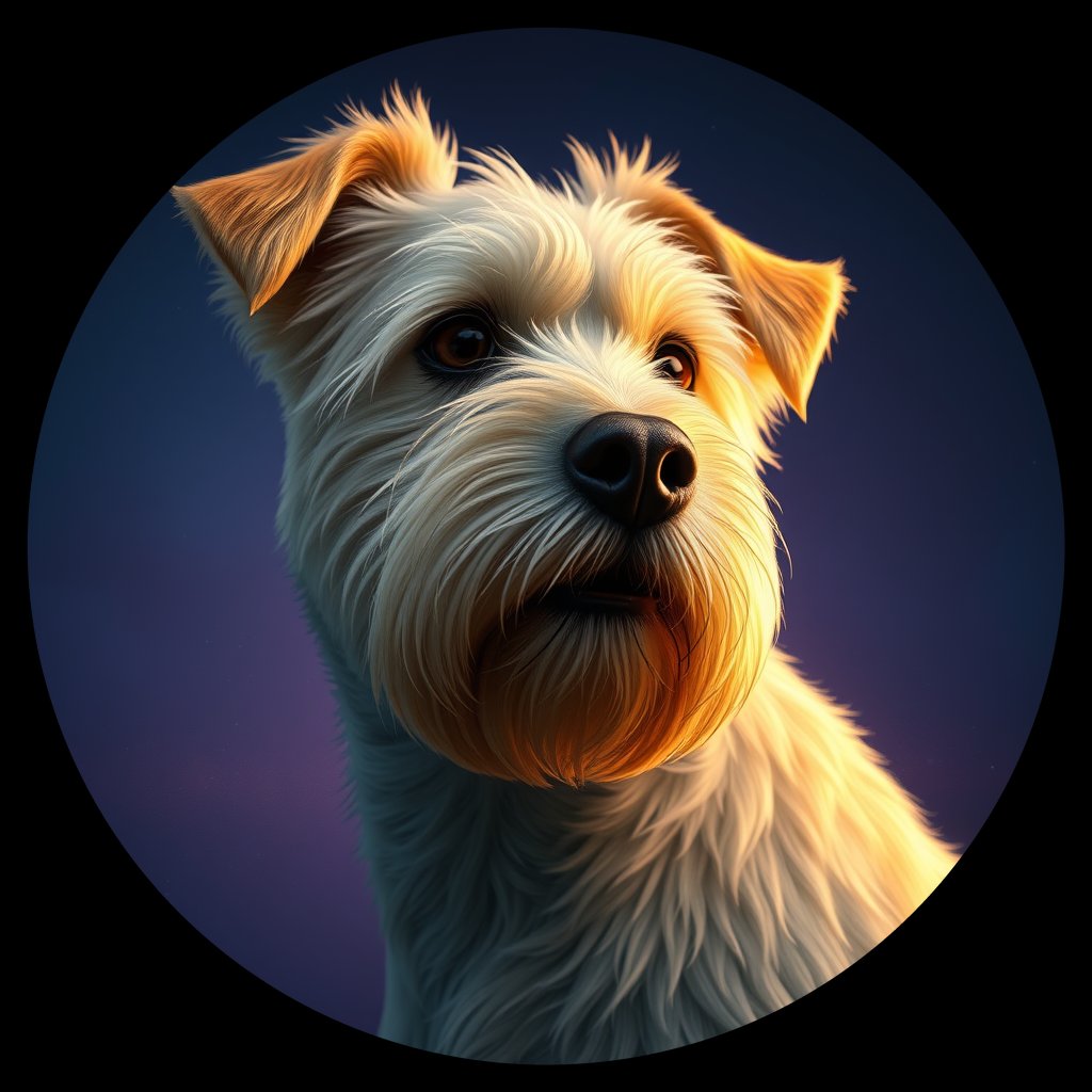Cosmic medallion portrait of PFZ14A09_PFZ14A09, a Soft Coated Wheaten Terrier