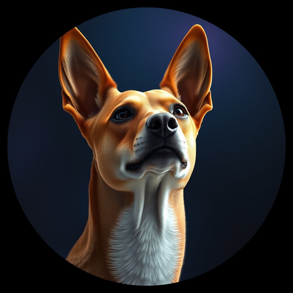 Cosmic medallion portrait of PFZ14A10_PFZ14A10, a Basenji