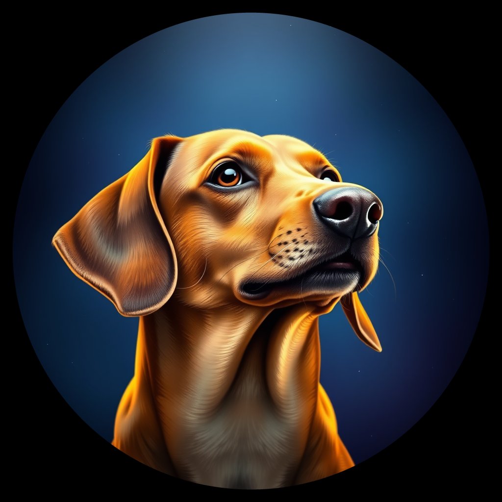 Cosmic medallion portrait of PFZ14A11_PFZ14A11, a Dachshund