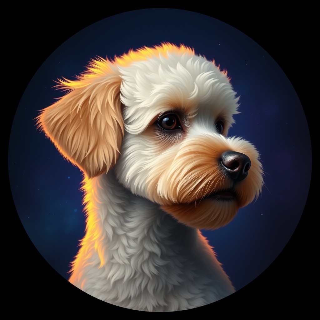 Cosmic medallion portrait of PFZ14A12_PFZ14A12, a Poodle