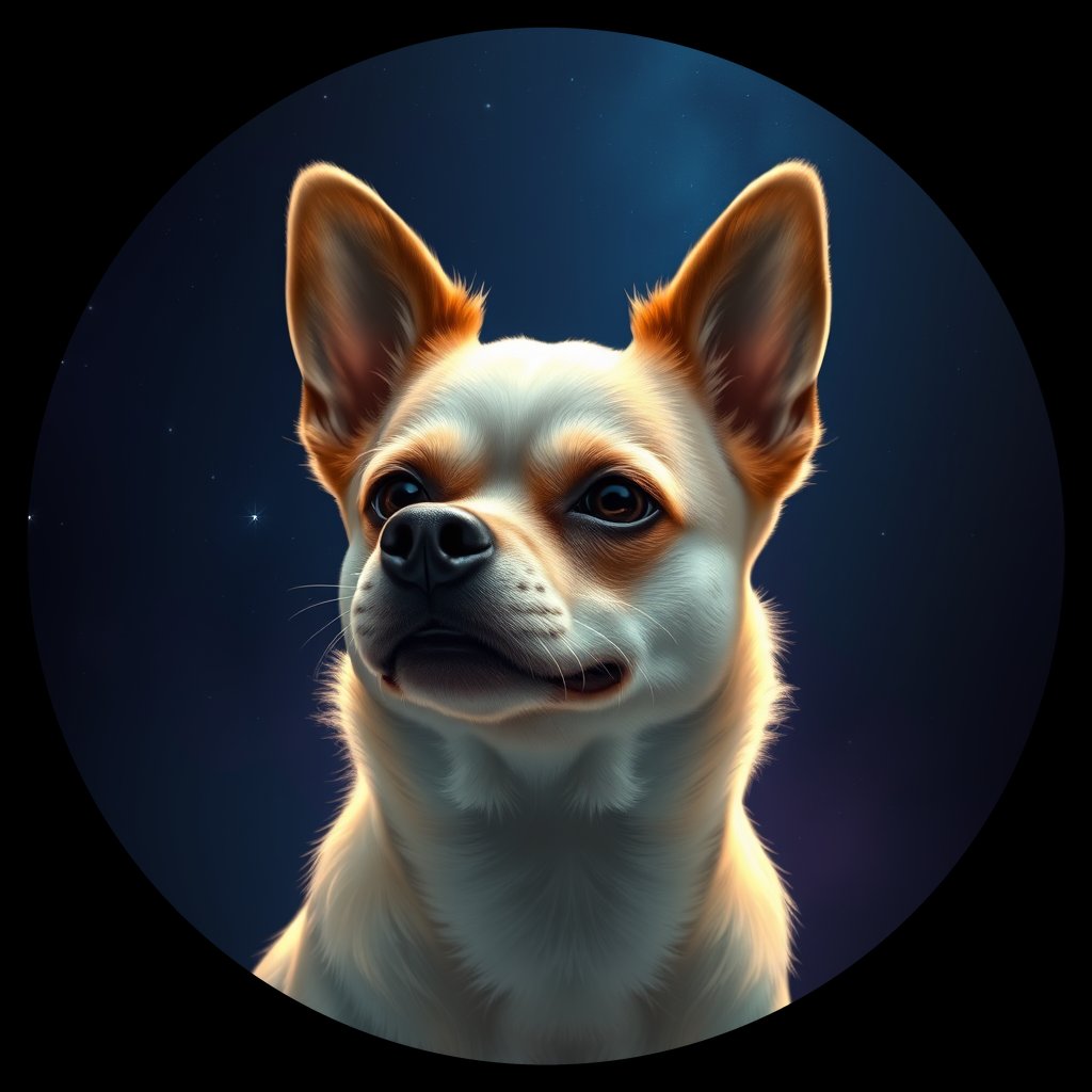 Cosmic medallion portrait of PFZ14B01_PFZ14B01, a Japanese Chin