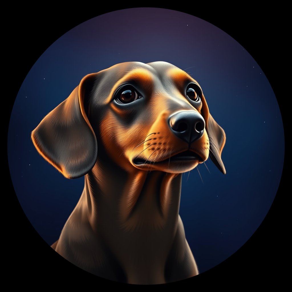 Cosmic medallion portrait of PFZ14B02_PFZ14B02, a Dachshund